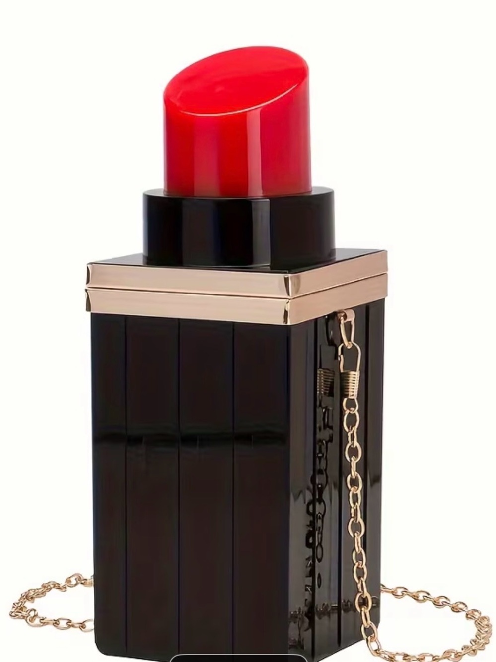 Chic Lipstick-Shaped Crossbody Bag - Red & Black